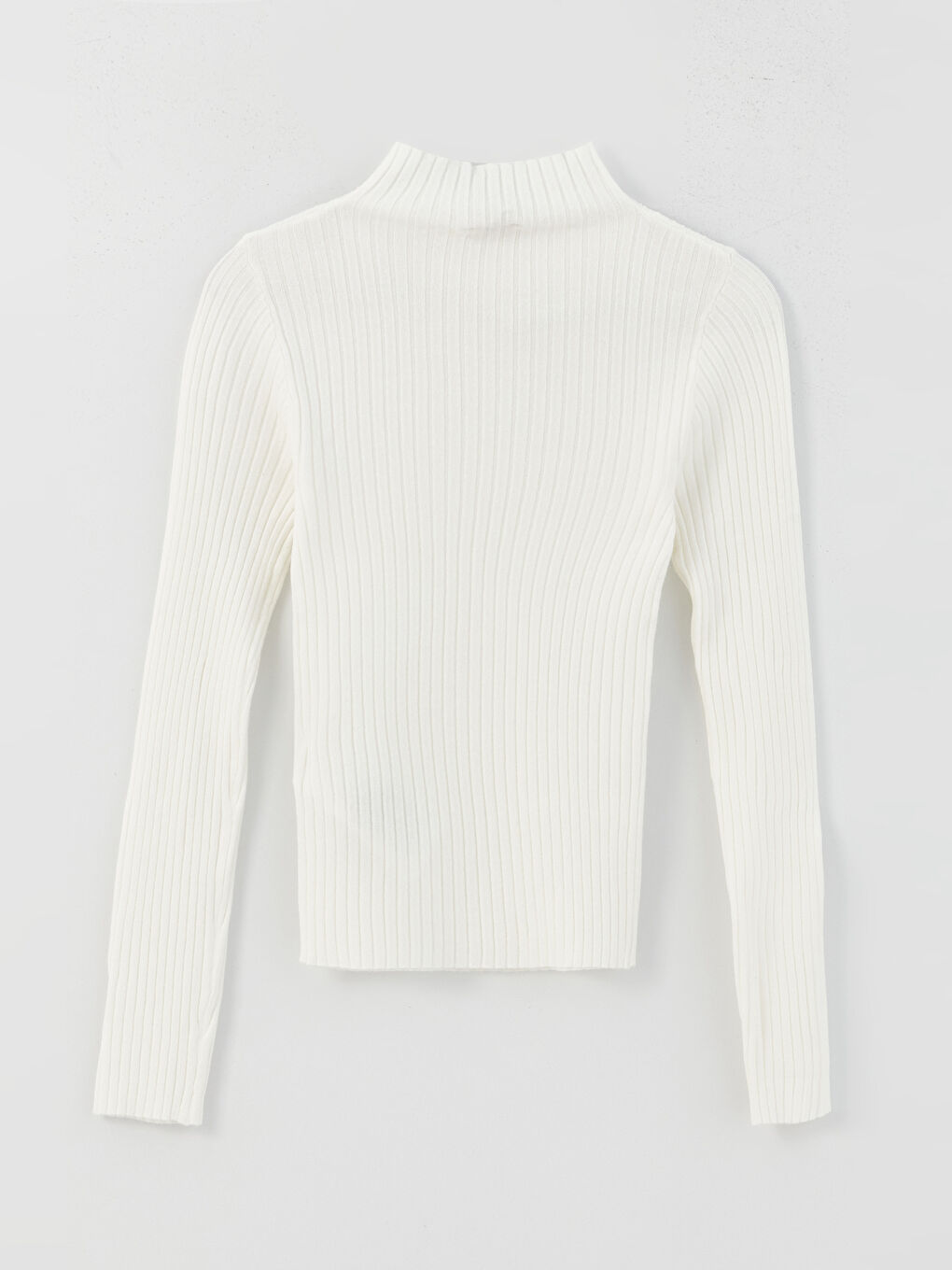Half Turtleneck Self Patterned Long Sleeve Women's Tricot Sweater-6