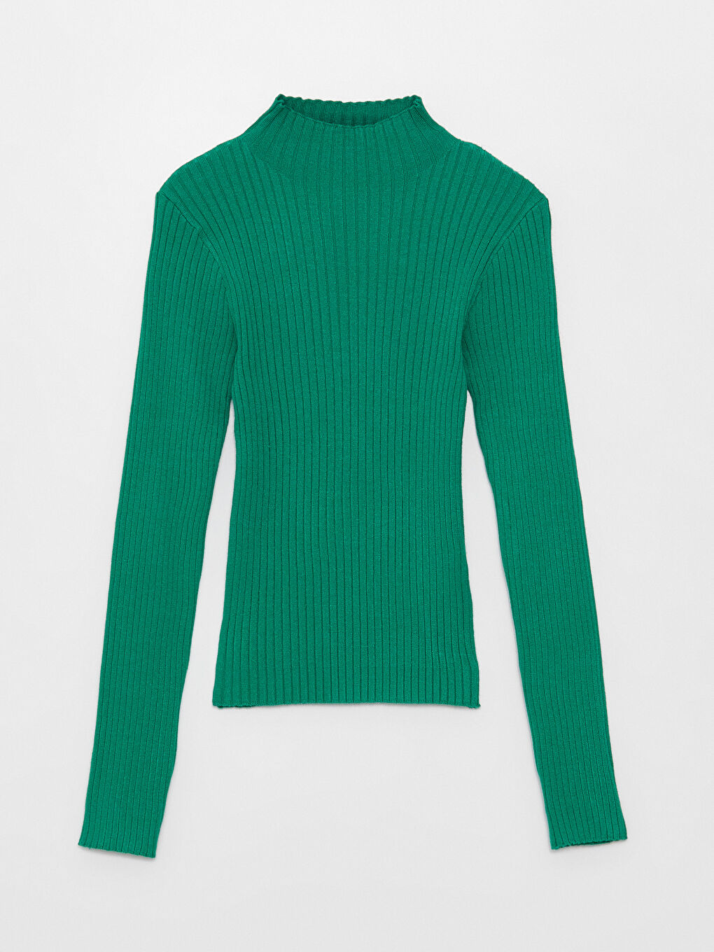 Half Turtleneck Self Patterned Long Sleeve Women's Tricot Sweater-5