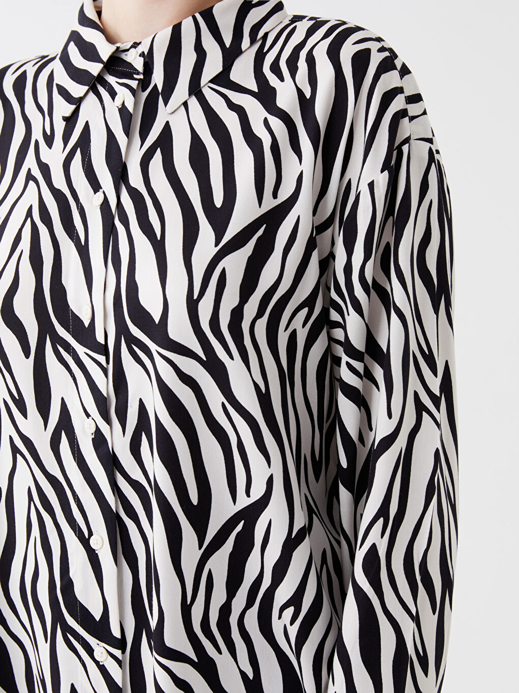 LCW Modest Printed Long Sleeve Women's Shirt Tunic -W3CI60Z8-LQJ