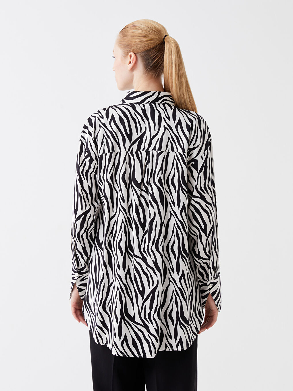 LCW Modest Printed Long Sleeve Women's Shirt Tunic -W3CI60Z8-LQJ