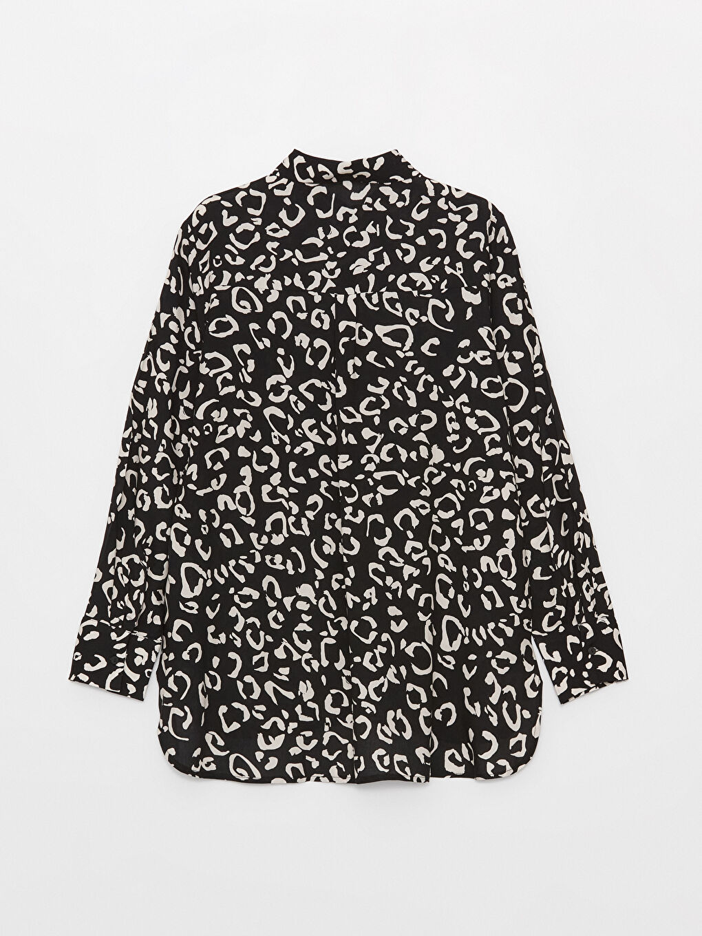 Siyah Desenli Uzun Kollu Kadın Gömlek-6