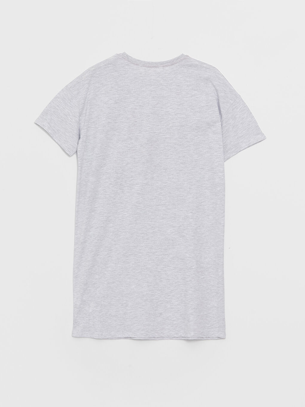 Gri Bisiklet Yaka Baskılı Kısa Kollu Kadın Gecelik-5