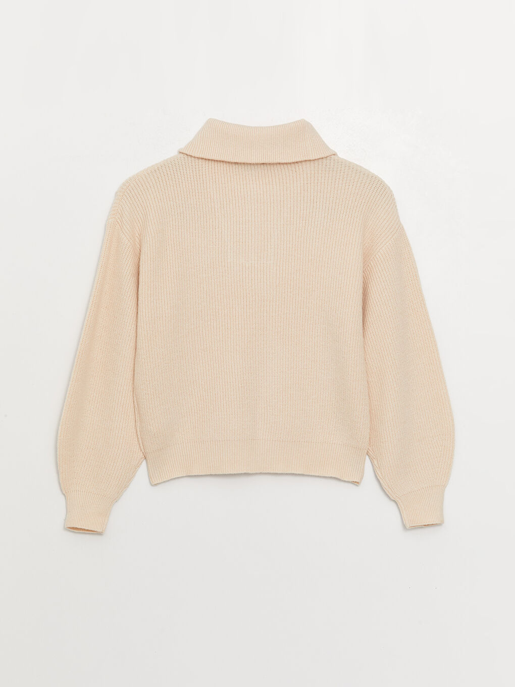 Polo Neck Regular Long Sleeve Women's Tricot Sweater -W3CK05Z8-D4N