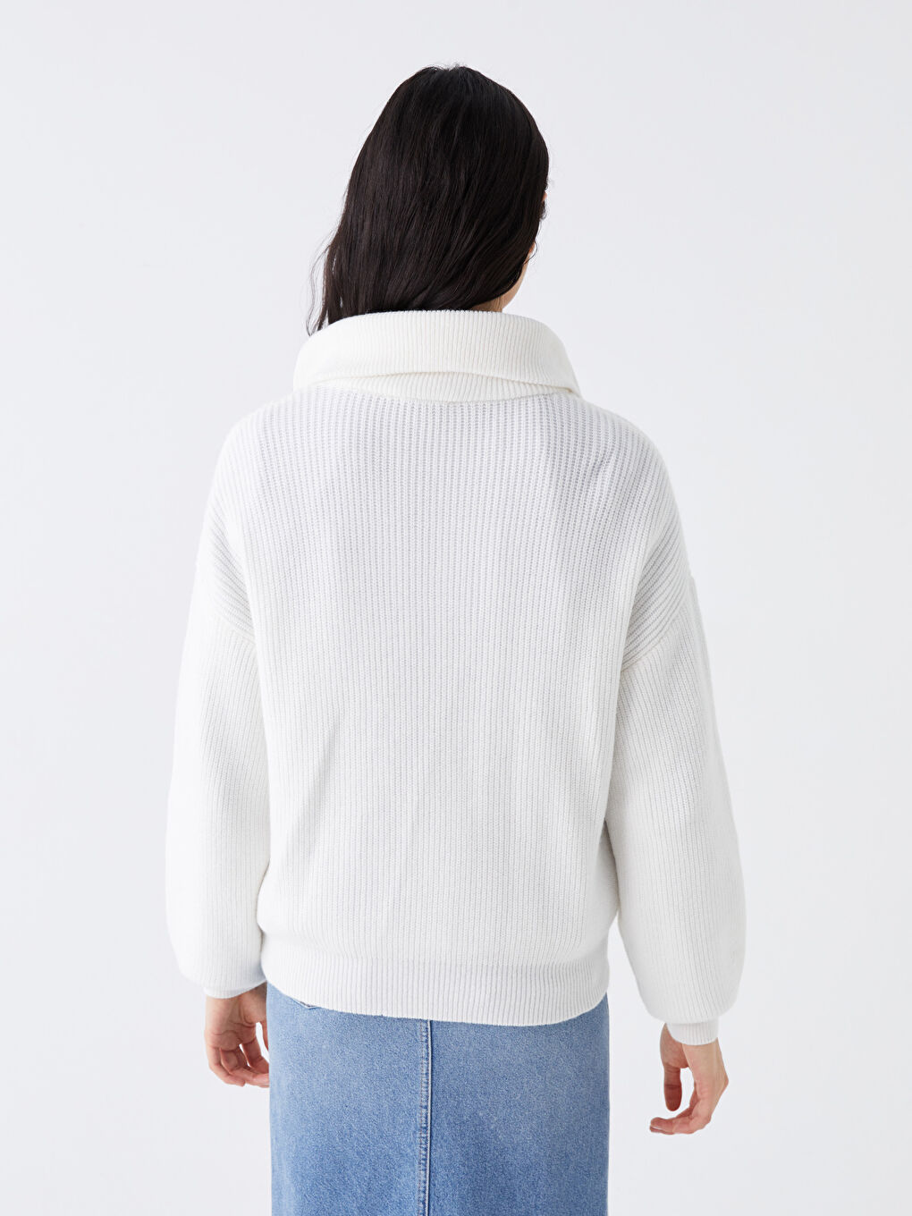 Polo Neck Women's Knitwear Sweater -W3CK05Z8-R9J