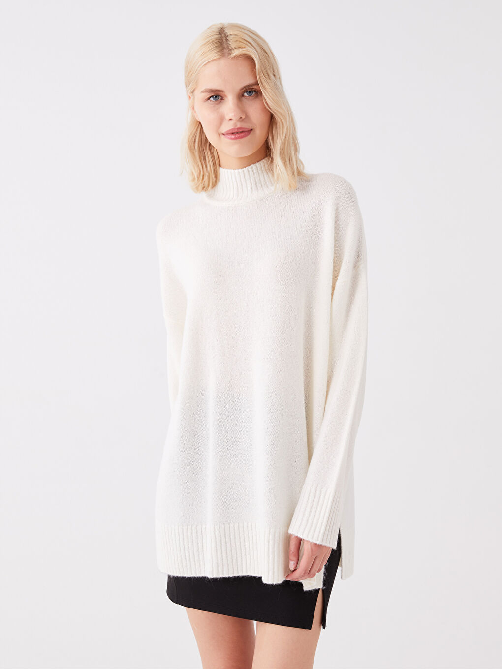 Half Turtleneck Oversize Women's Knitwear Tunic-1