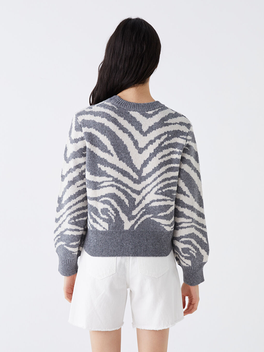 LCW Vision Rundhalsausschnitt Gemustert Langarm Damen Strickpullover -W3CK10Z8-R9J