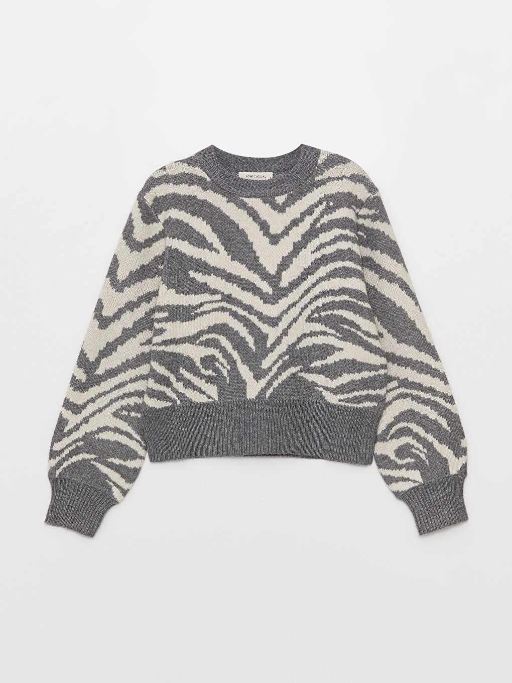 LCW Vision Rundhalsausschnitt Gemustert Langarm Damen Strickpullover -W3CK10Z8-R9J
