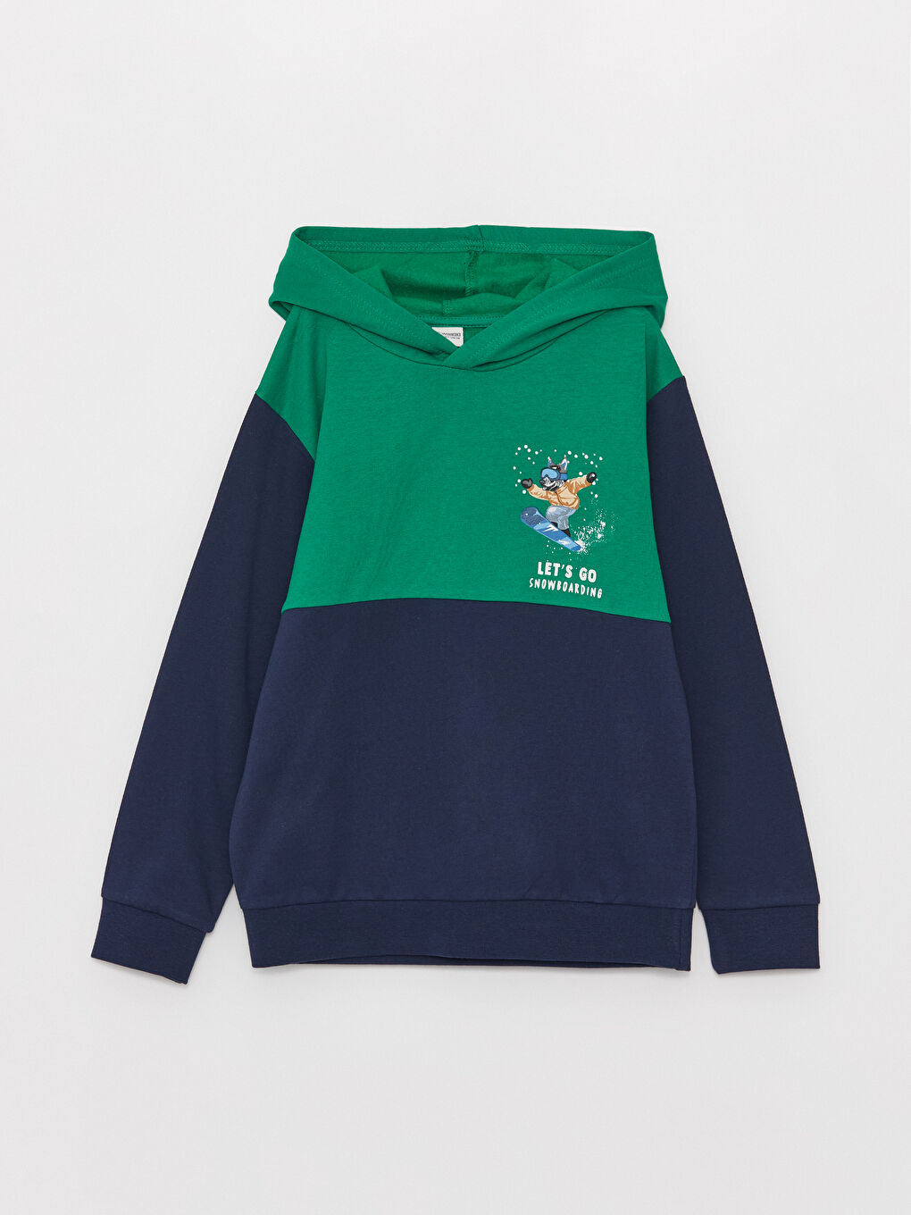 Lacivert Kapüşonlu Baskılı Uzun Kollu Erkek Çocuk Sweatshirt ve Eşofman Altı-1