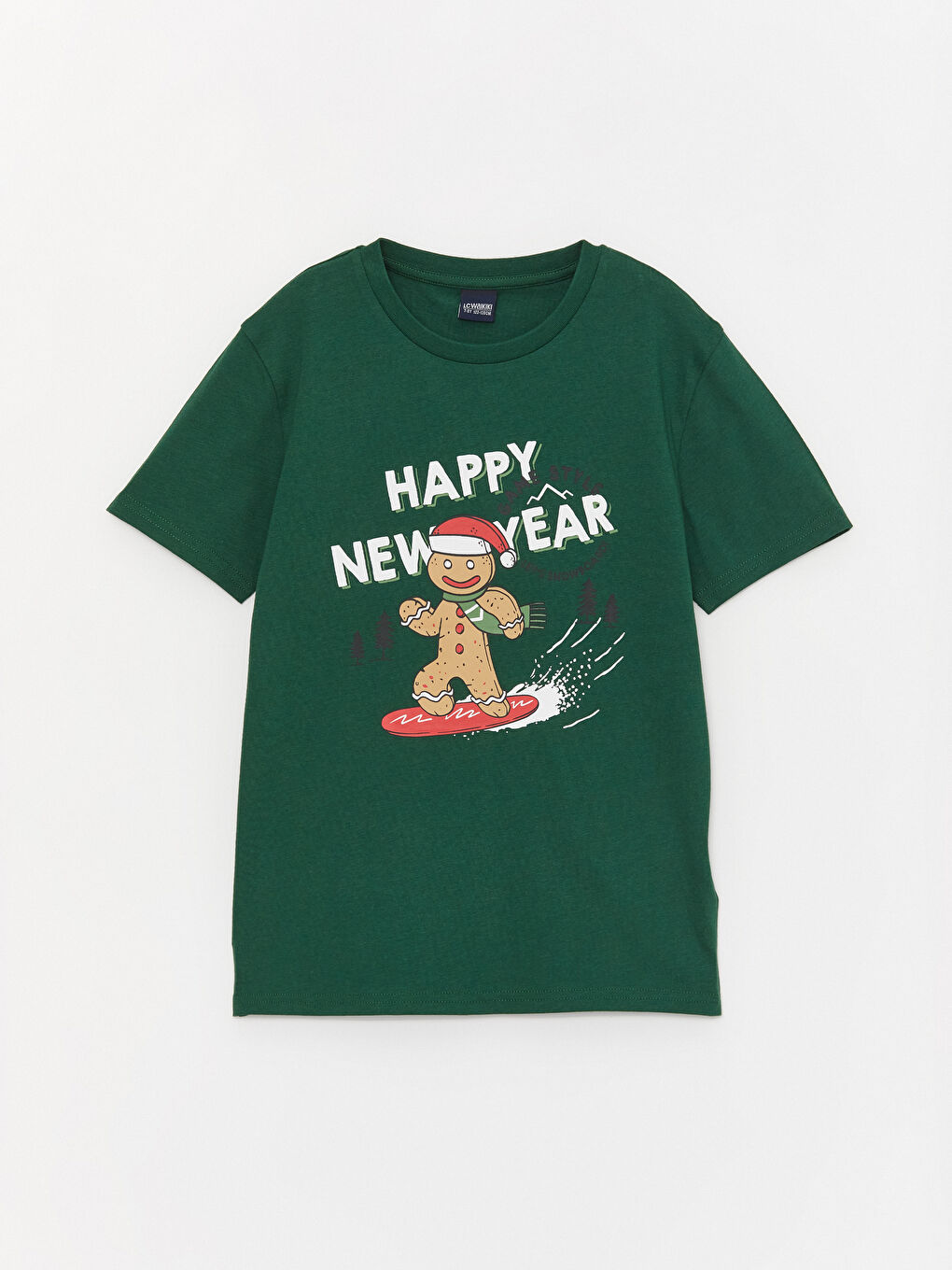 LCW Kids Тениска с кръгло деколте, коледен мотив, къс ръкав за момчета -W3CL20Z4-HPX