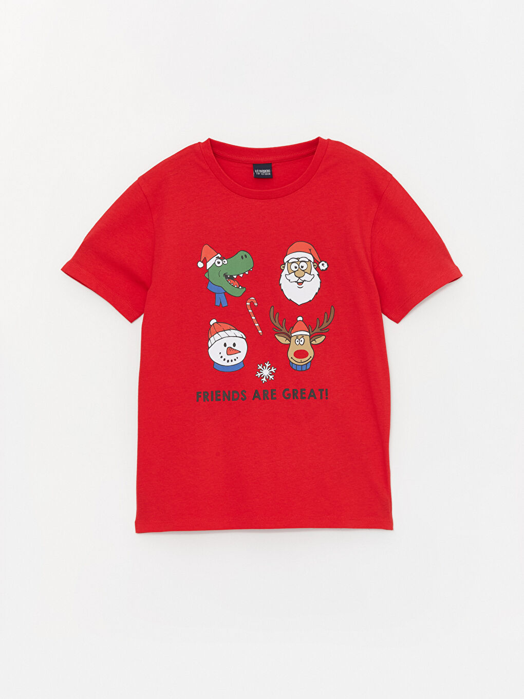 LCW Kids Тениска с кръгло деколте, коледен мотив, къс ръкав за момчета -W3CL21Z4-HC3