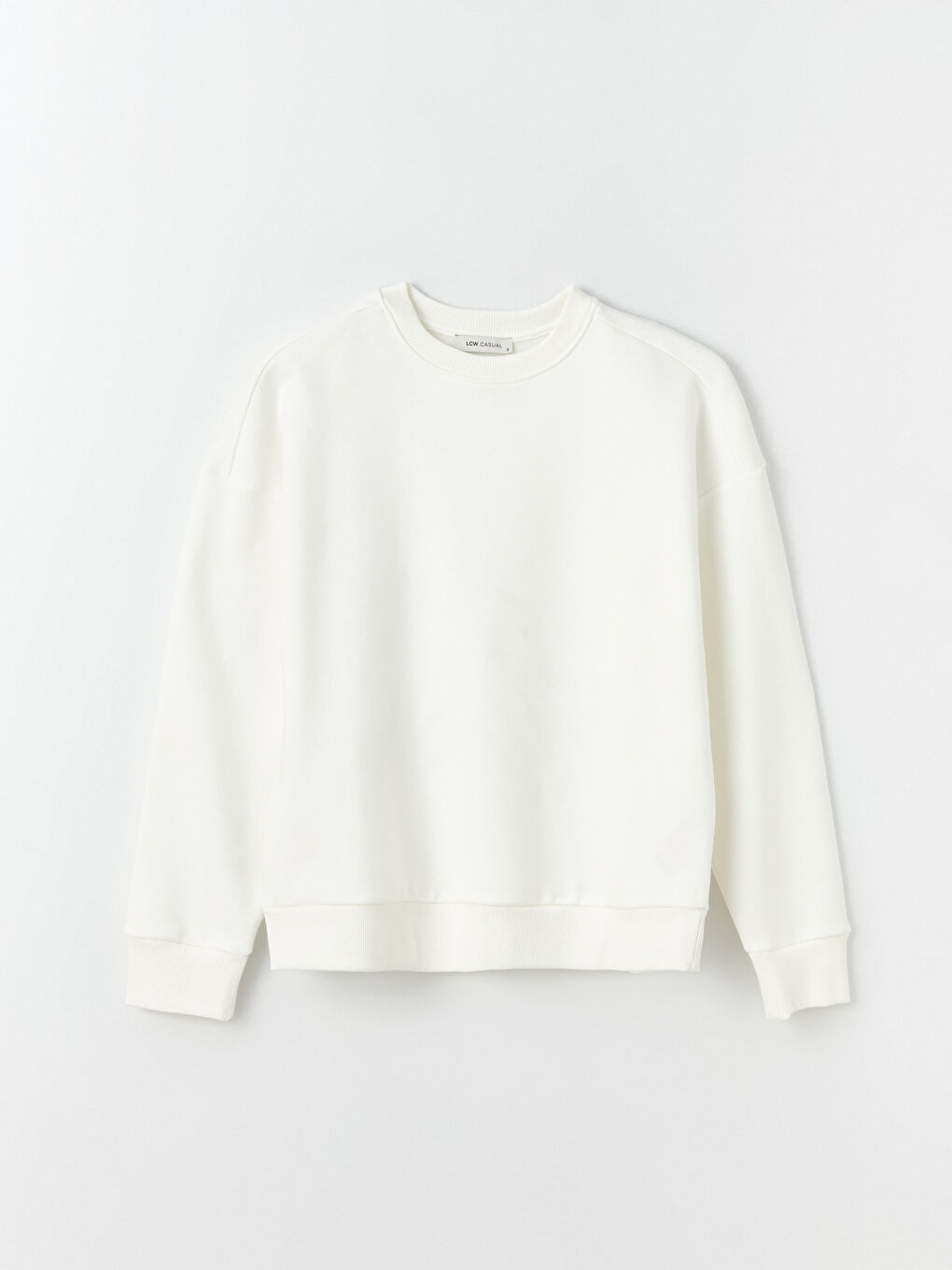 LCW Vision Ekru Bisiklet Yaka Oversize Kadın Kalın Sweatshirt - 5