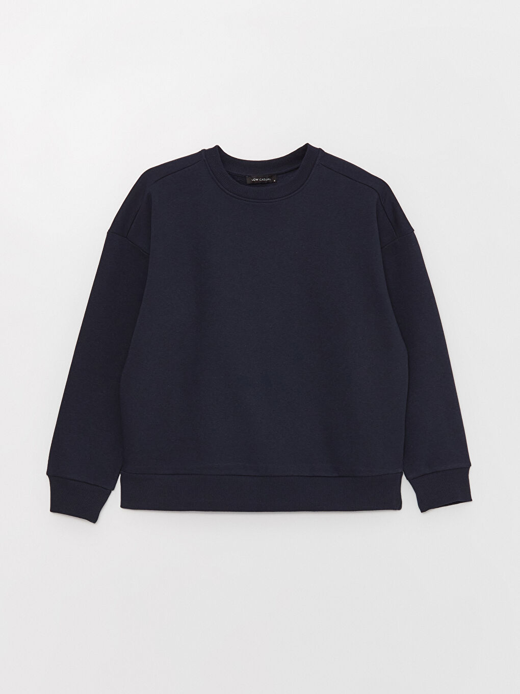 LCW Vision Lacivert Bisiklet Yaka Oversize Kadın Kalın Sweatshirt - 5