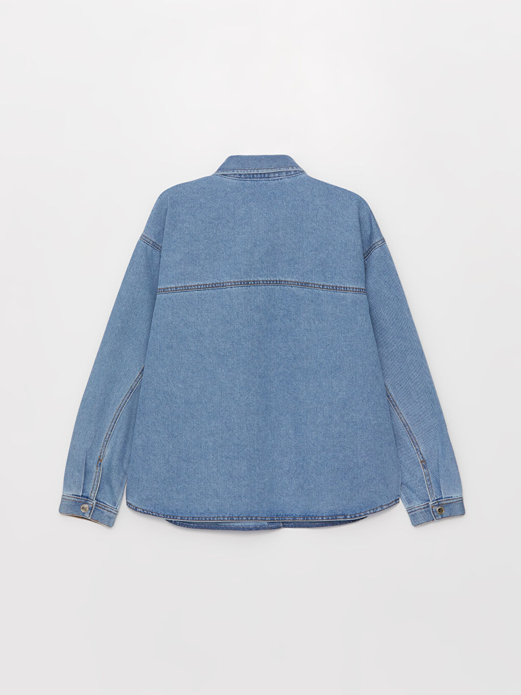 İndigo Oversize Kadın Jean Gömlek Ceket-8