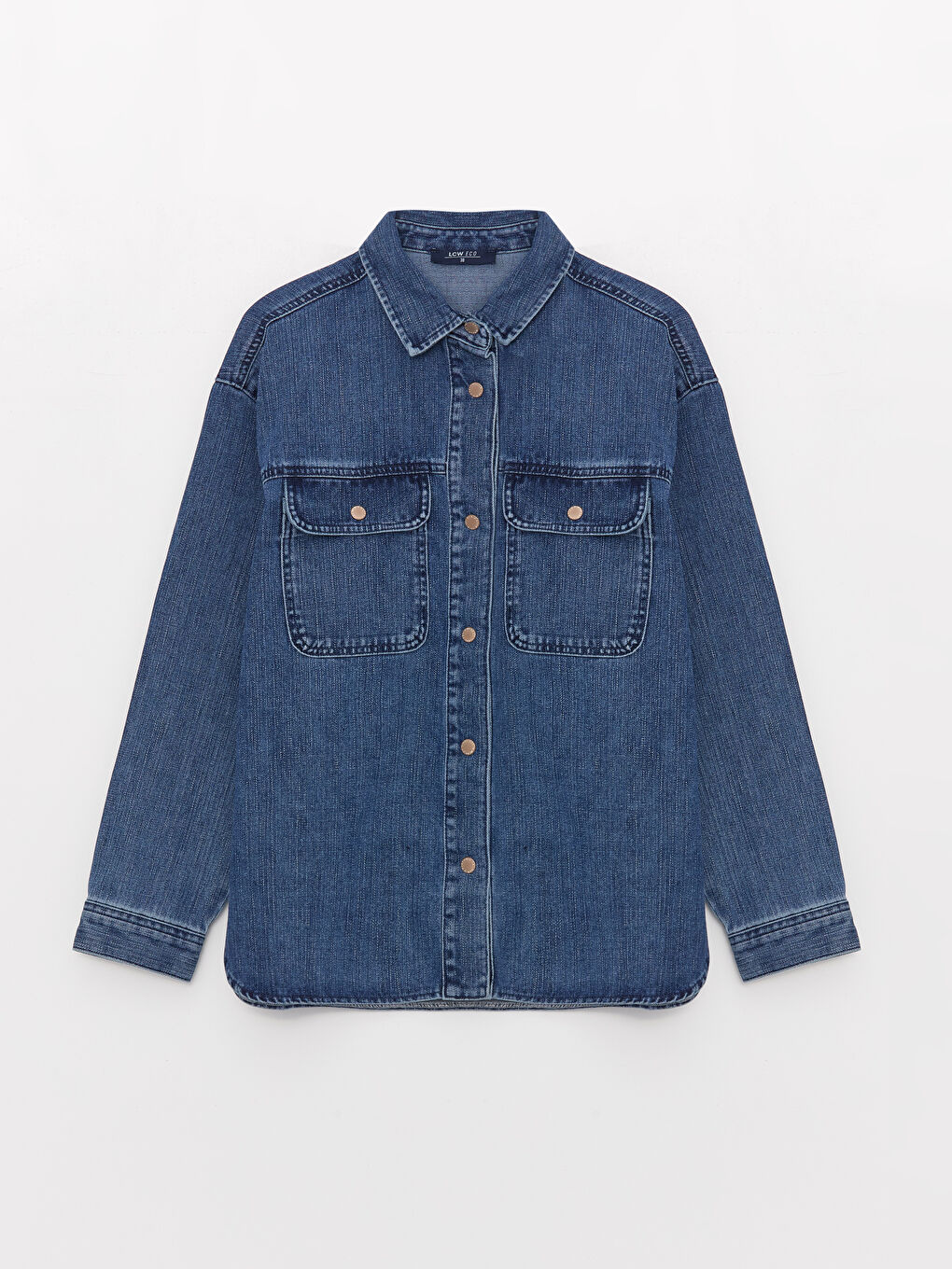 LCW ECO Mavi Oversize Kadın Jean Gömlek Ceket - 5