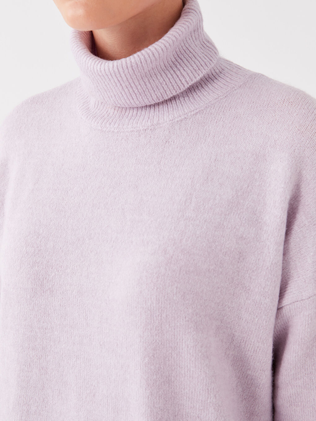 LCWAIKIKI Basic Balıkçı Yaka Düz Uzun Kollu Oversize Kadın Triko Kazak -W3CM03Z8-FKK