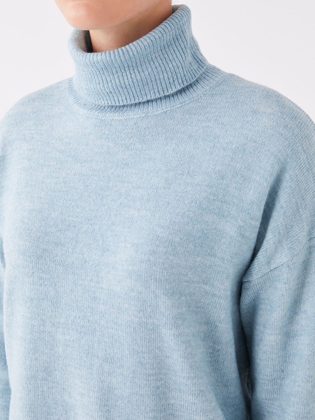 LCWAIKIKI Basic Rollkragen Schlicht Langarm Oversize Damen Strickpullover -W3CM03Z8-G2E