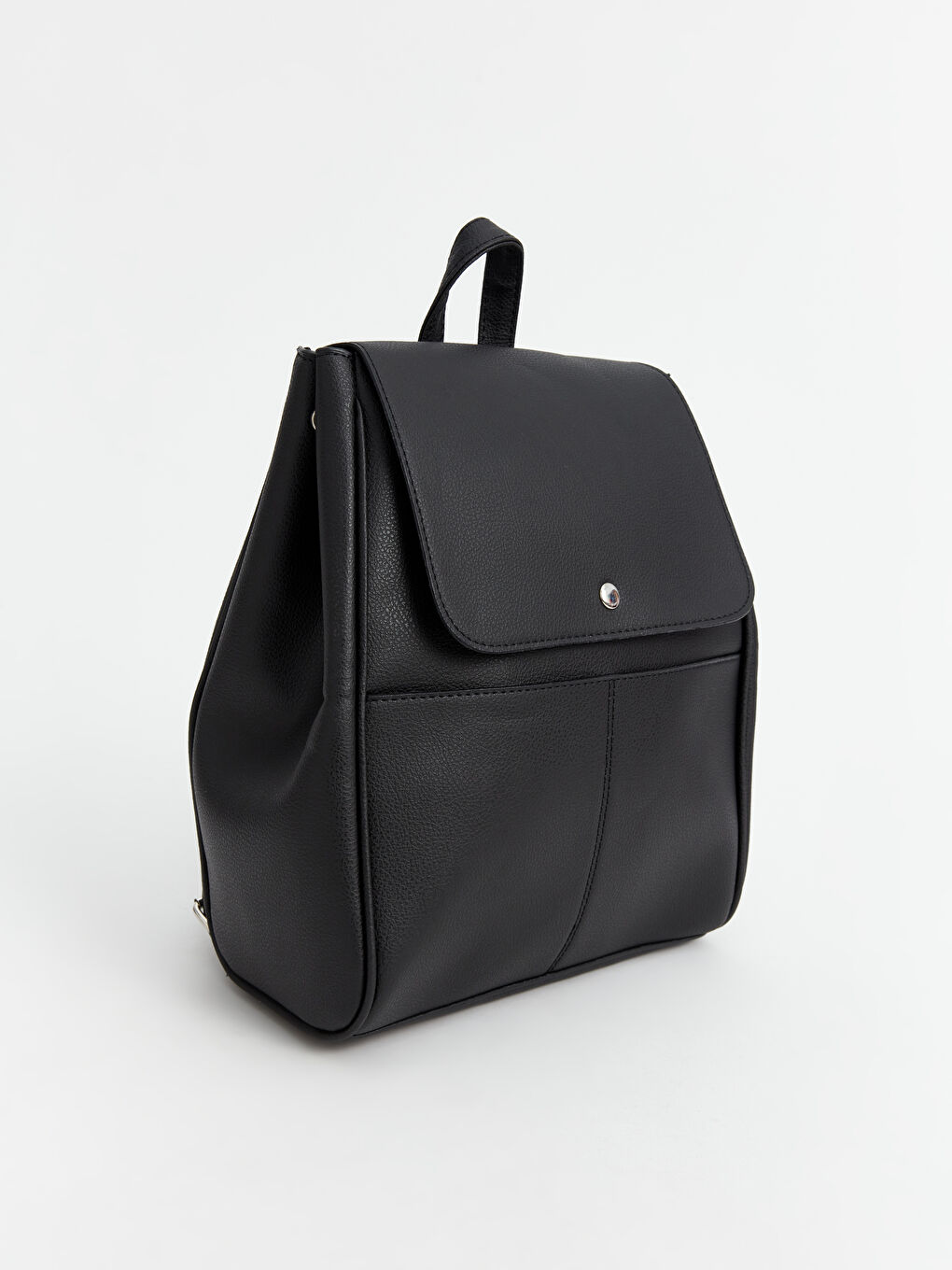 Siyah Deri Görünümlü Kadın Sırt Çantası-3