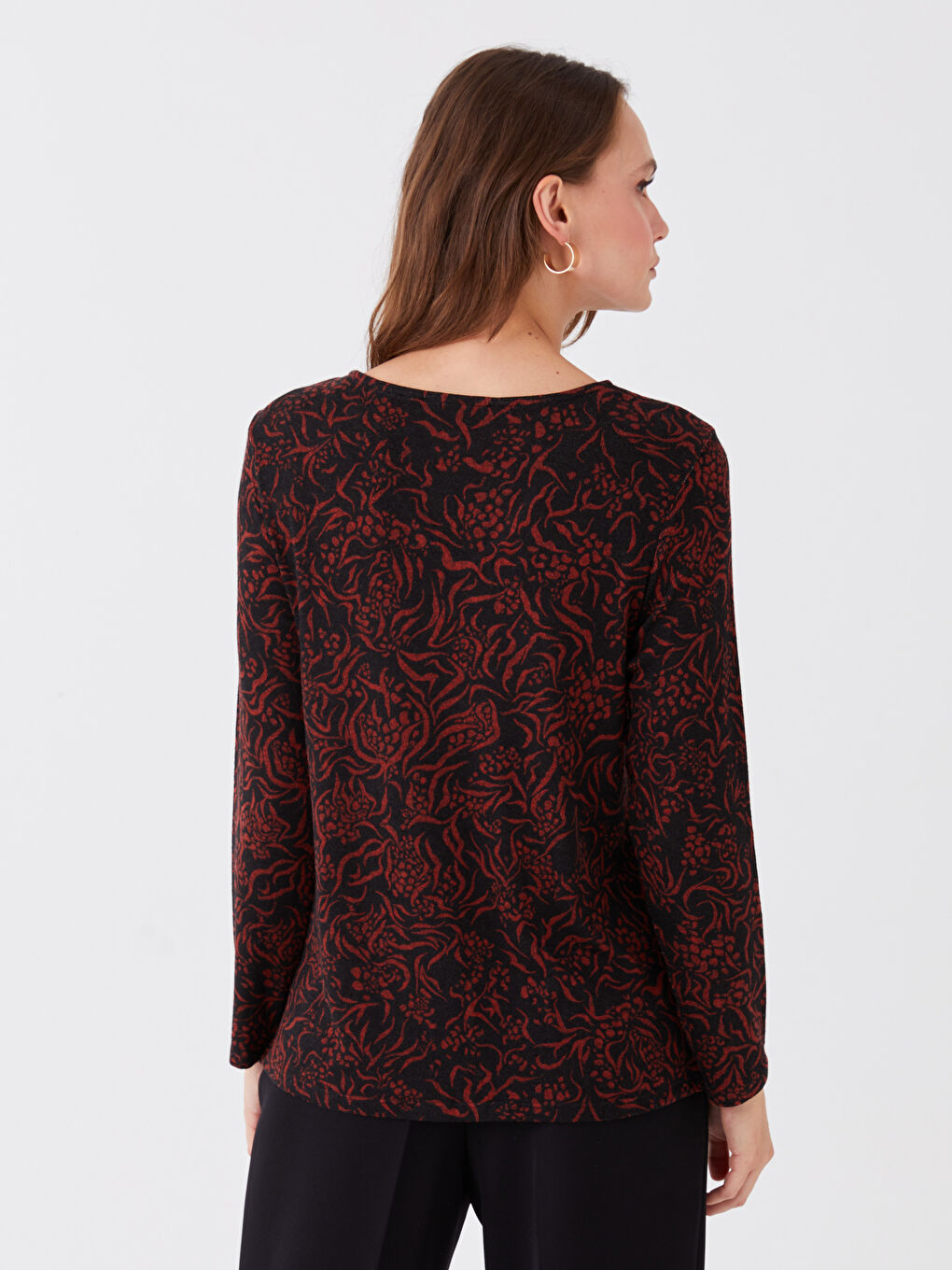 LCW Grace V-Neck Patterned Long Sleeve Women's Blouse -W3CM35Z8-LQJ