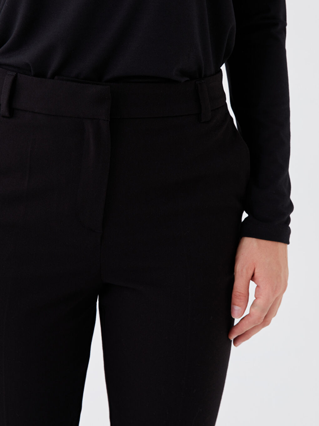 Women's Slim Fit Plain Trousers-1