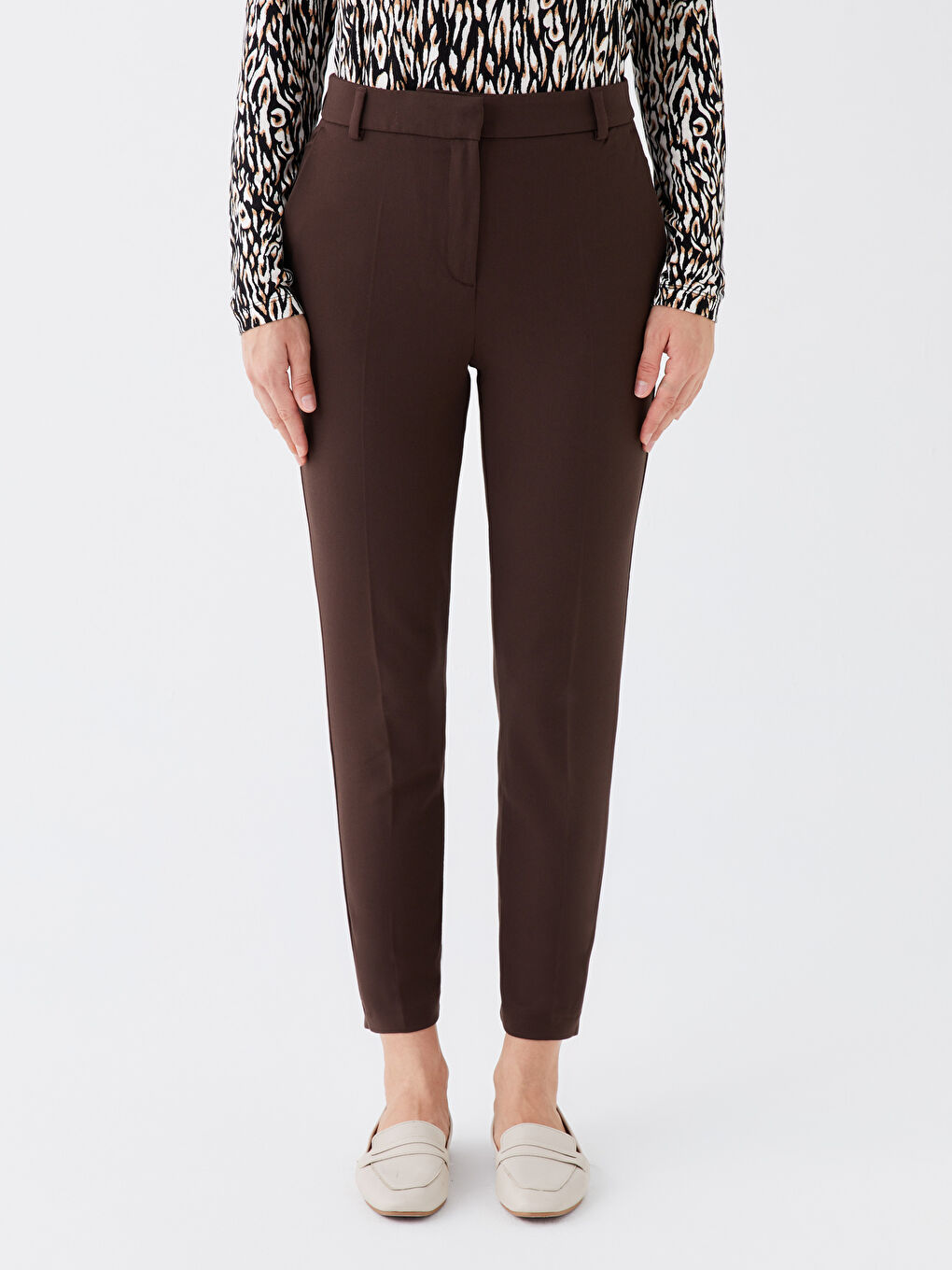 Women's Slim Fit Plain Trousers-2