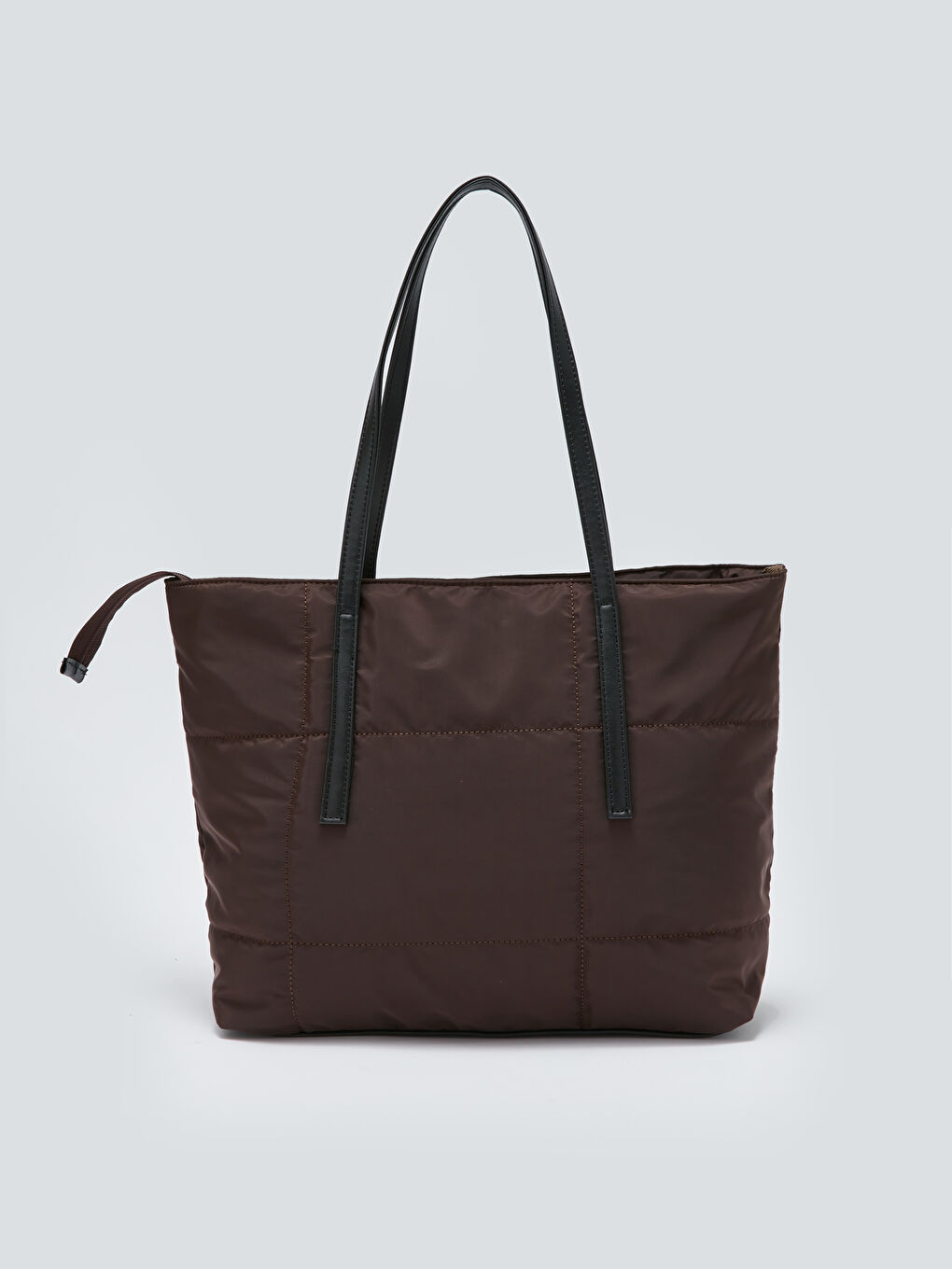 Kahverengi Etiket Baskılı Kadın Tote Çanta-4