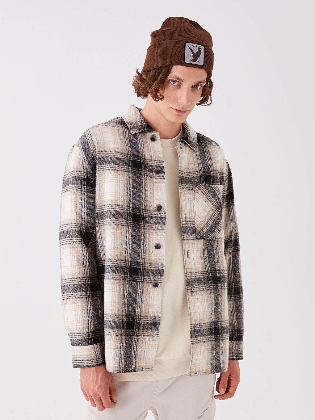 XSIDE Relaxed Fit Long Sleeve Plaid Men's Lumberjack Shirt Jacket -W3CM94Z8-LMK