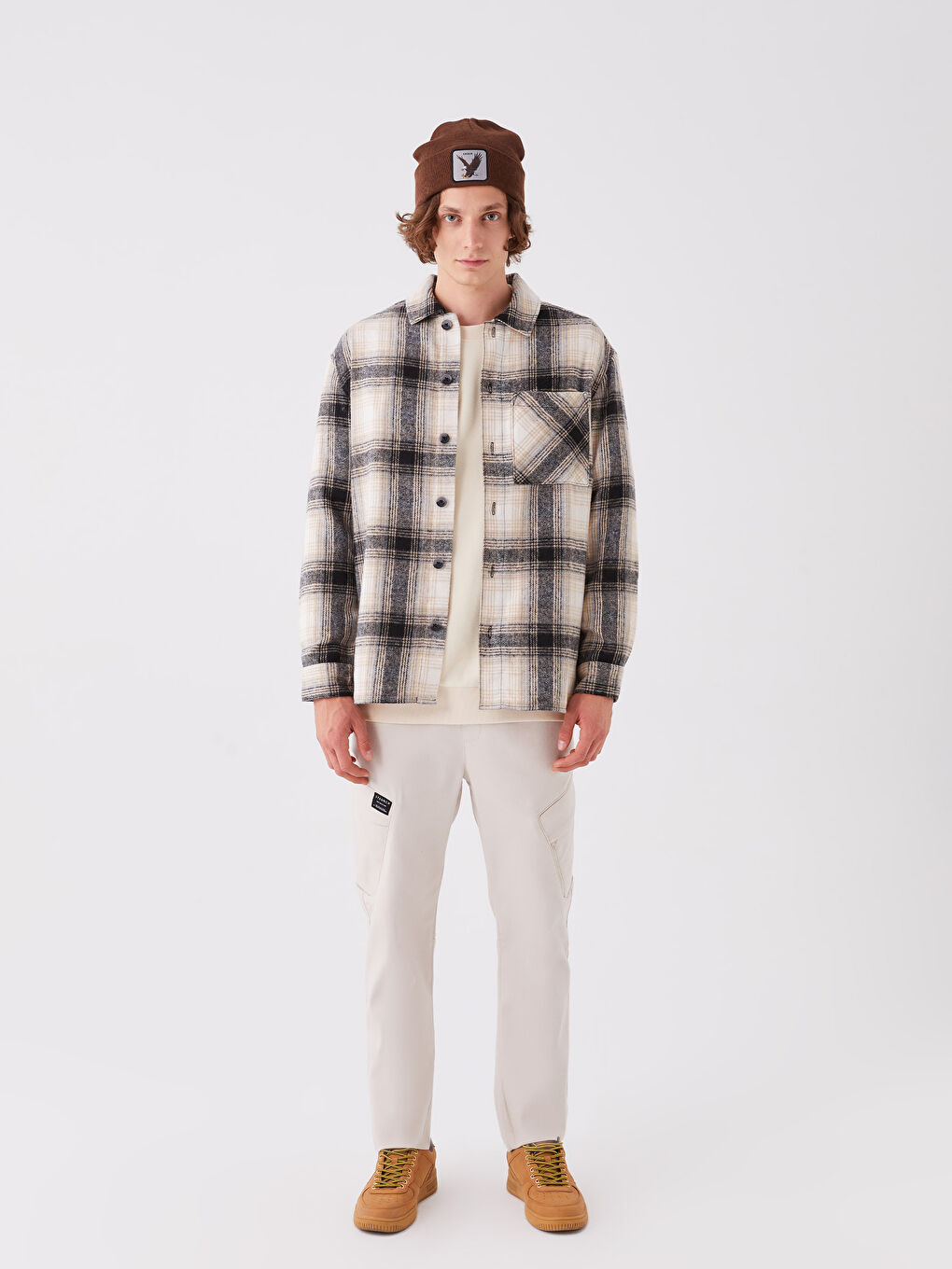 XSIDE Relaxed Fit Long Sleeve Plaid Men's Lumberjack Shirt Jacket -W3CM94Z8-LMK