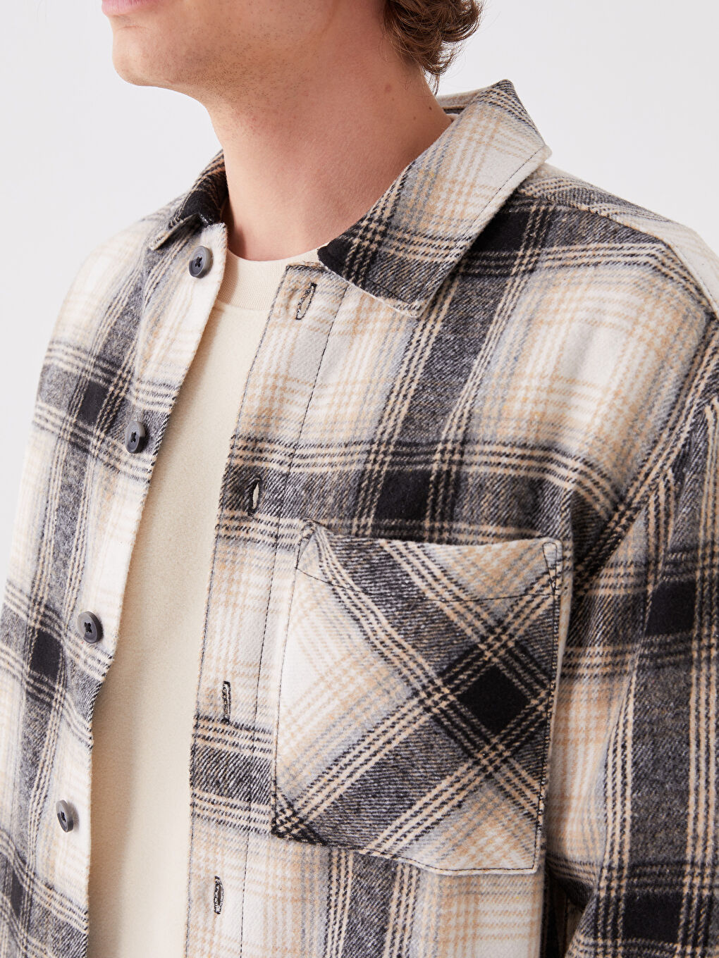 XSIDE Relaxed Fit Long Sleeve Plaid Men's Lumberjack Shirt Jacket -W3CM94Z8-LMK