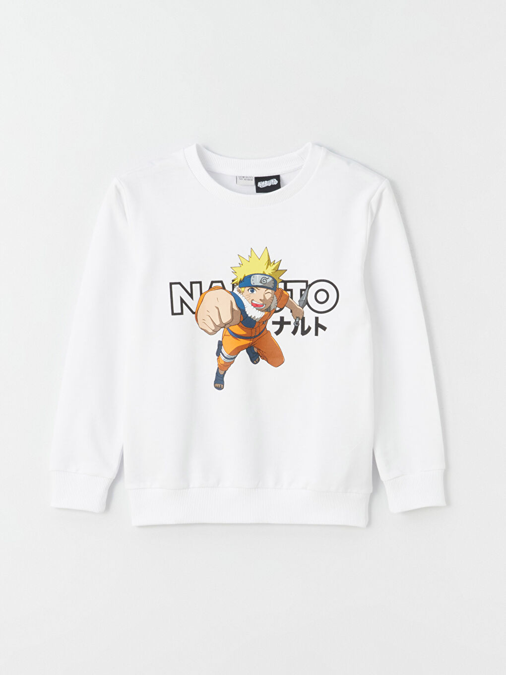 LCW Kids Beyaz Bisiklet Yaka Naruto Baskılı Uzun Kollu Erkek Çocuk Sweatshirt - 2