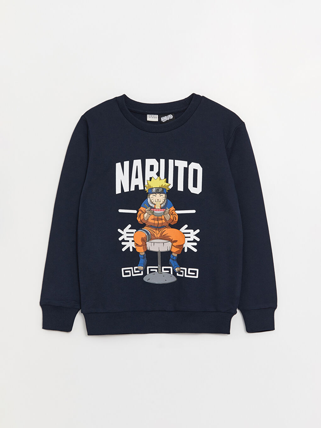 LCW Kids Lacivert Bisiklet Yaka Naruto Baskılı Uzun Kollu Erkek Çocuk Sweatshirt