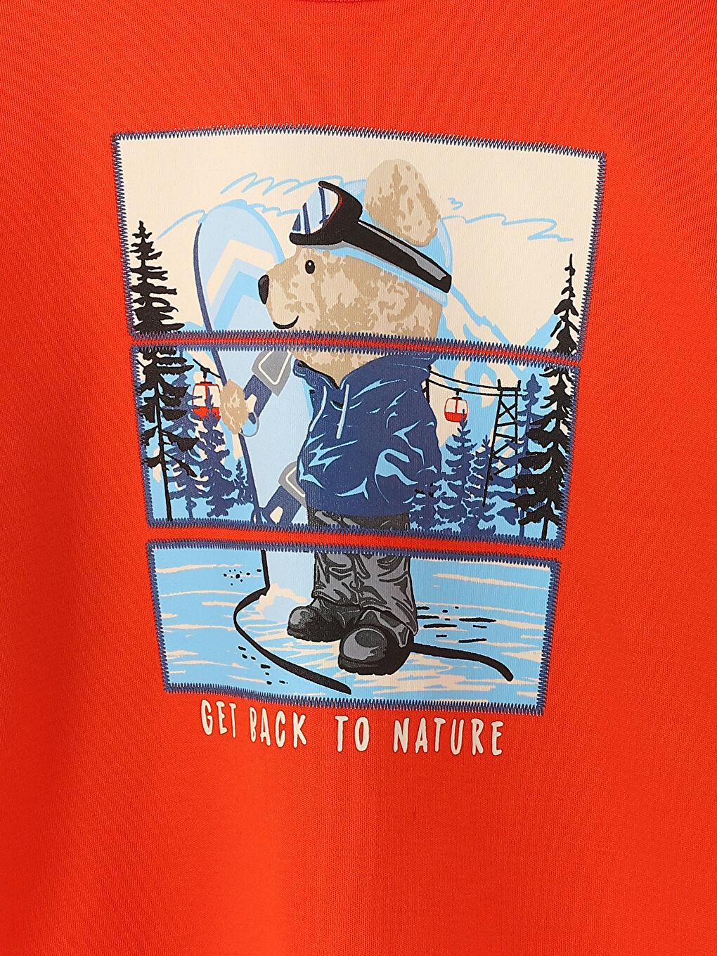 Crew Neck Bear Teddy Printed Boys' T-Shirt-2