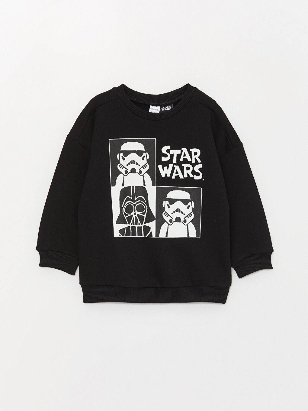 LCW baby Yeni Siyah Bisiklet Yaka Star Wars Baskılı Uzun Kollu Erkek Bebek Sweatshirt