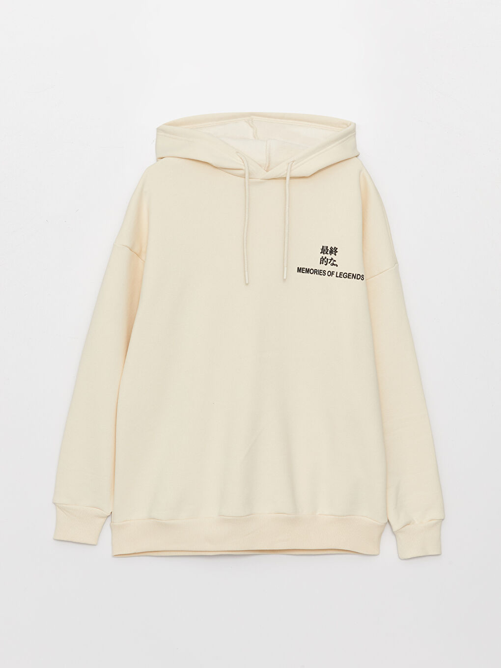 XSIDE Bej Baskılı Oversize Kadın Kalın Hoodie - 5