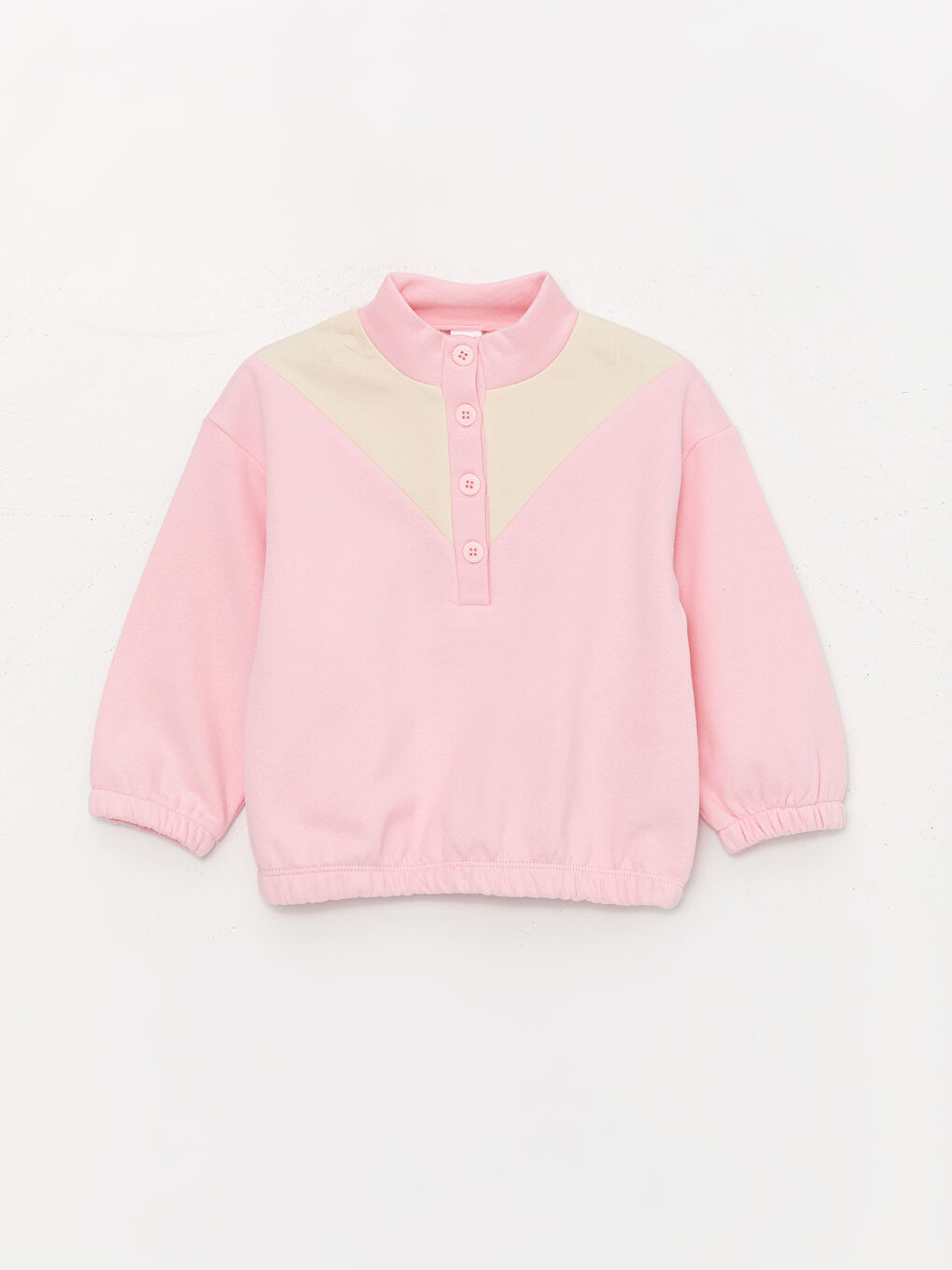 LCW baby Pembe Balıkçı Yaka Uzun Kollu Kız Bebek Sweatshirt ve Pantolon 2'li Takım - 1