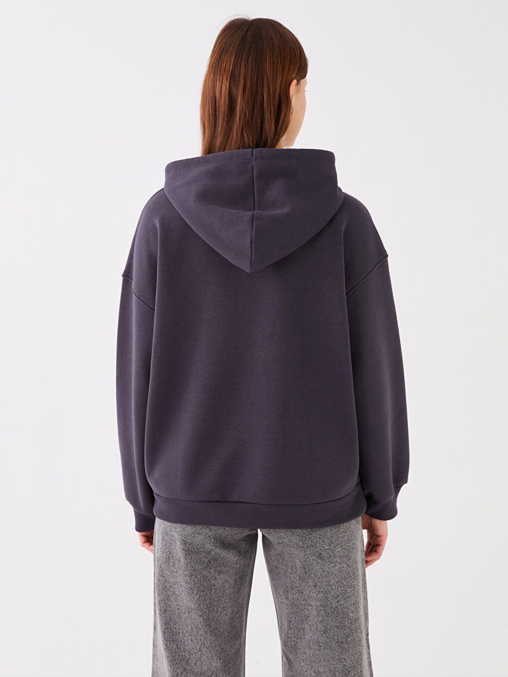 LCW Vision Antrasit Baskılı Uzun Kollu Oversize Kadın Hoodie - 4