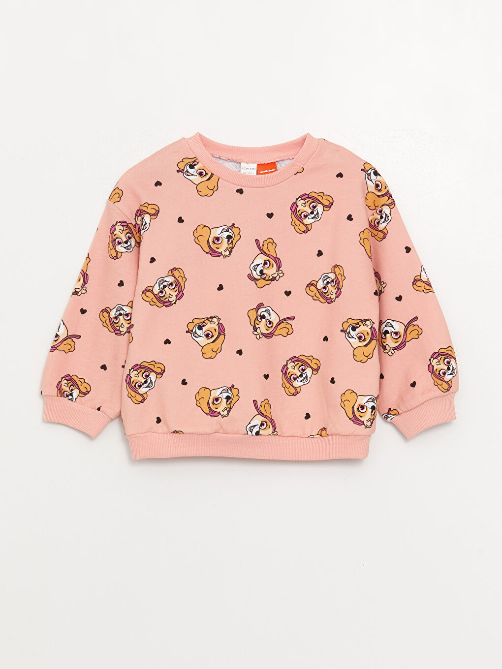 LCW baby Pembe Bisiklet Yaka Paw Patrol Baskılı Kız Bebek Sweatshirt ve Eşofman Alt 2'li - 4