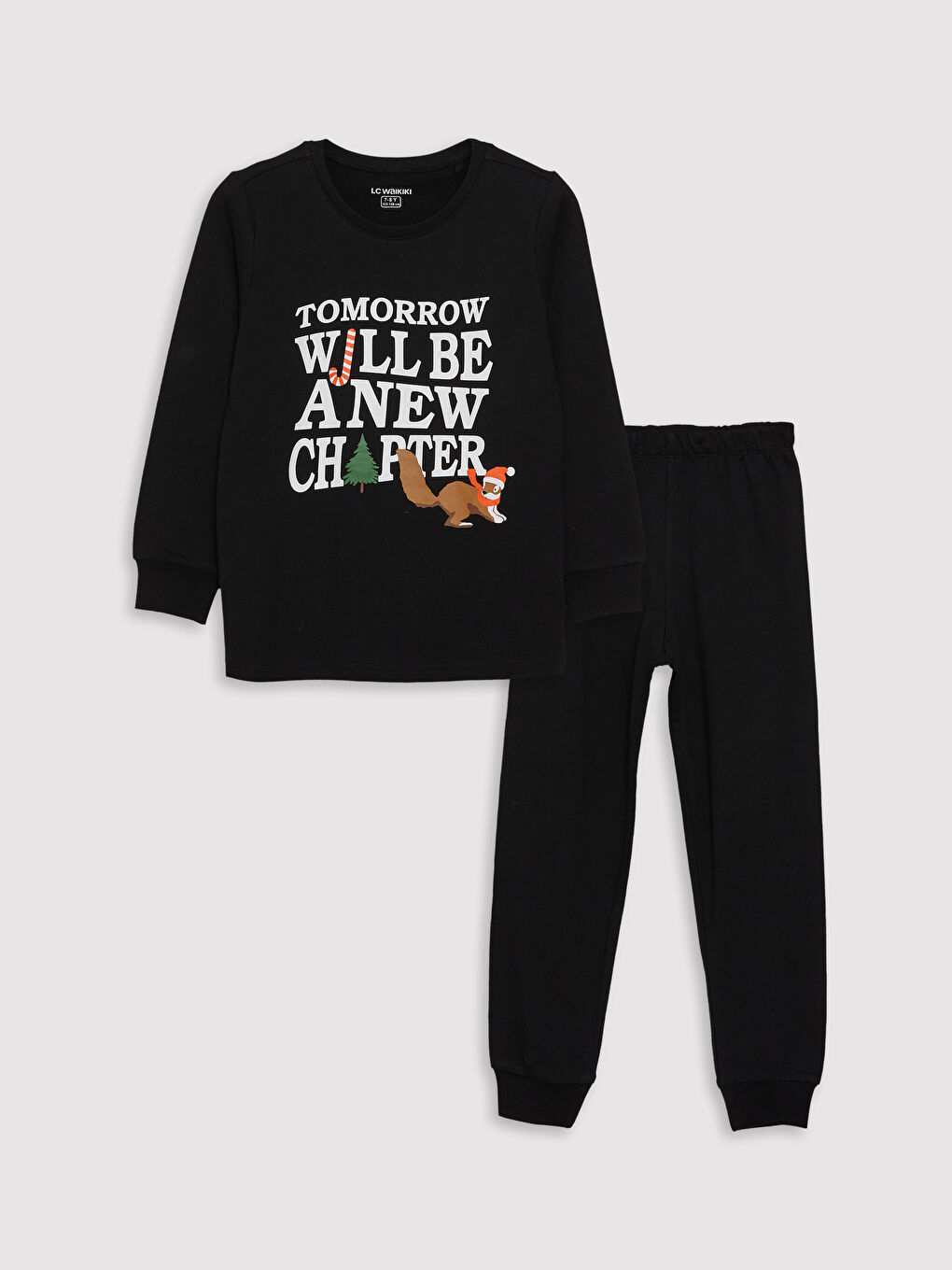 LCW Kids Bisiklet Yaka Yılbaşı Temalı Uzun Kollu Erkek Çocuk Pijama Takımı -W3CO11Z4-CVL