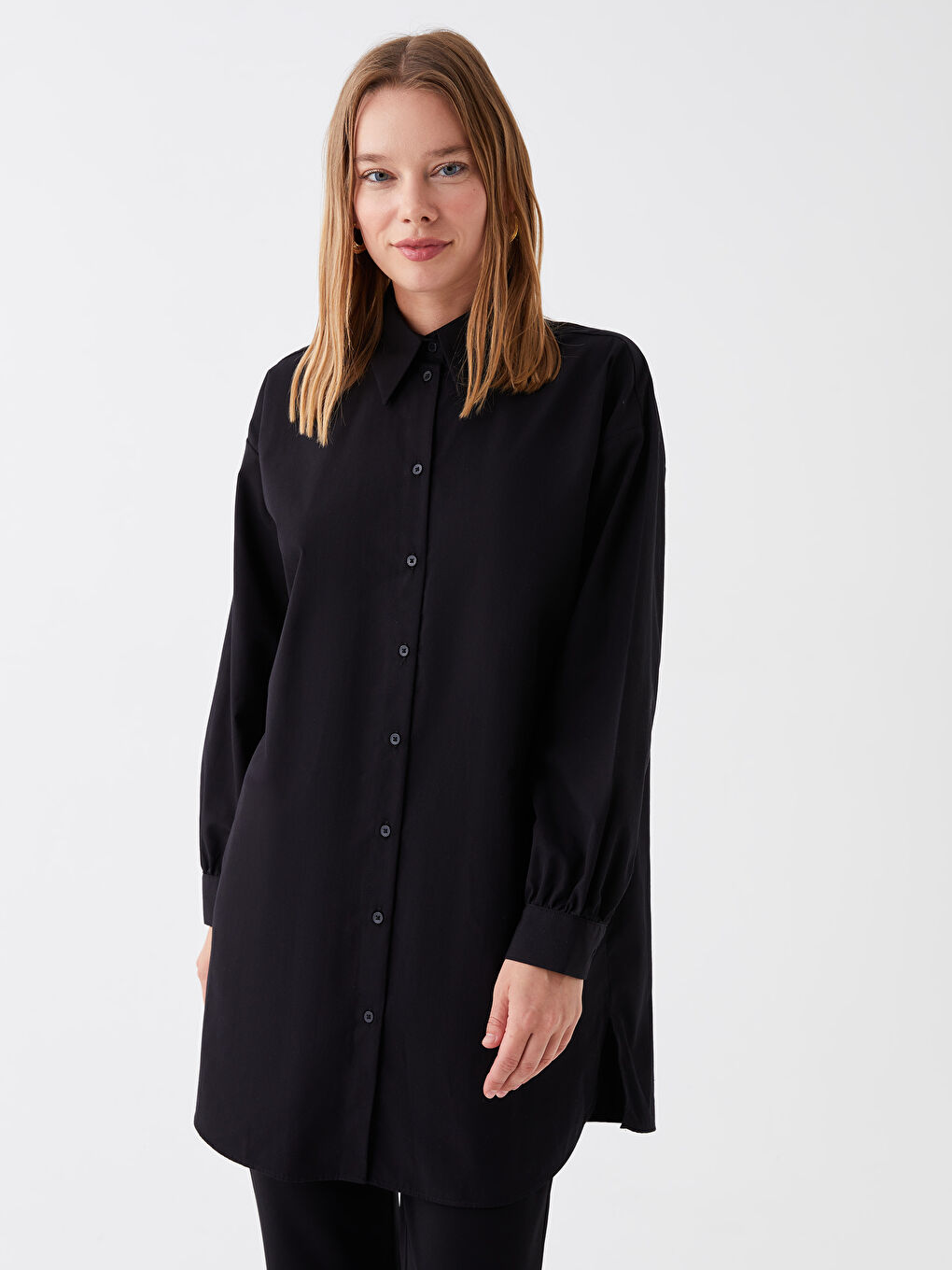 LCW Modest Plain Long Sleeve Oversize Women's Shirt Tunic -W3CO32Z8-RQL