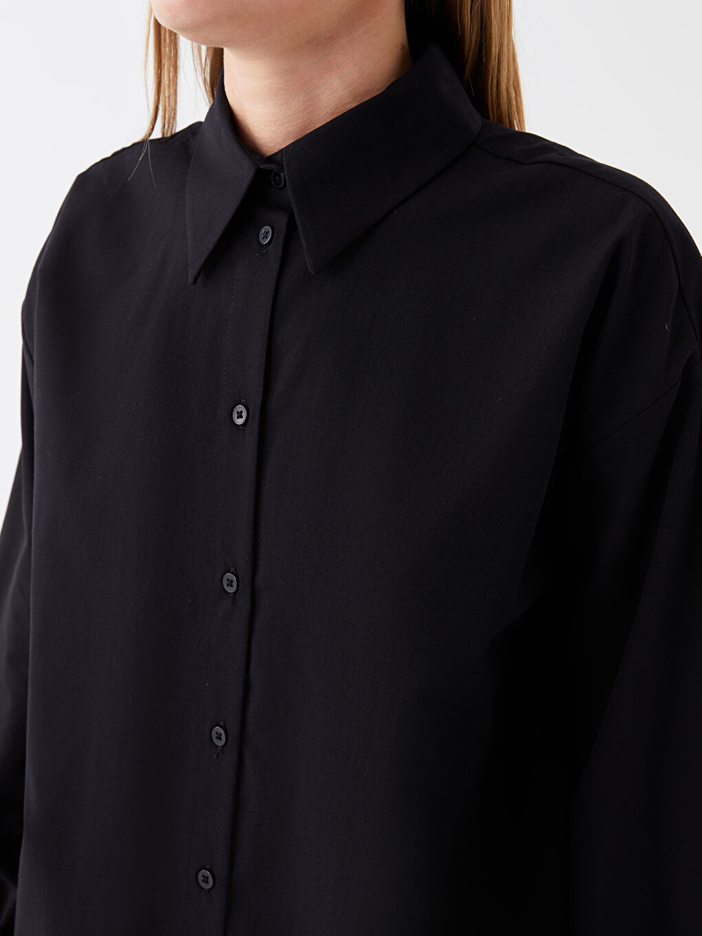 LCW Modest Plain Long Sleeve Oversize Women's Shirt Tunic -W3CO32Z8-RQL