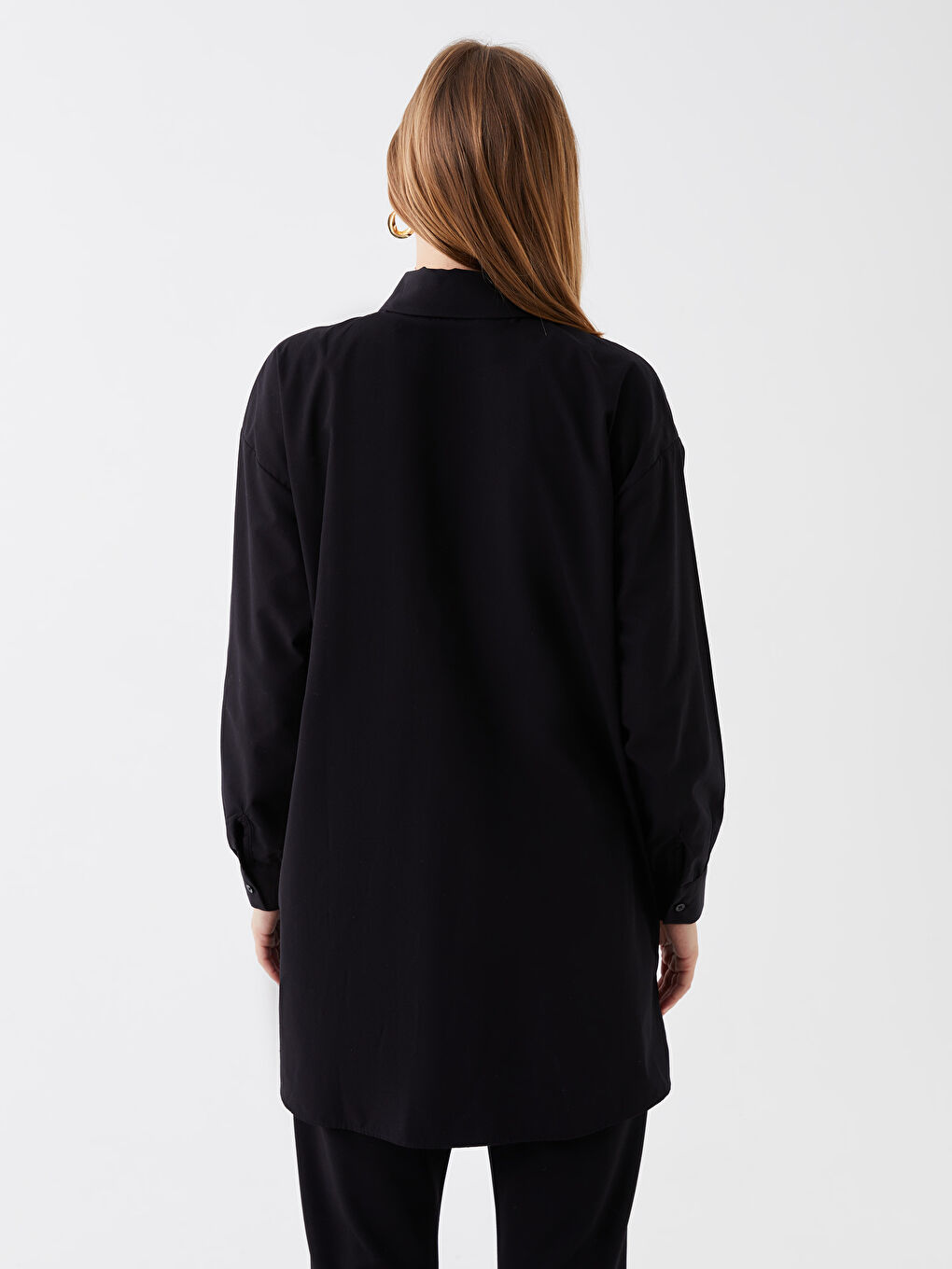 LCW Modest Plain Long Sleeve Oversize Women's Shirt Tunic -W3CO32Z8-RQL