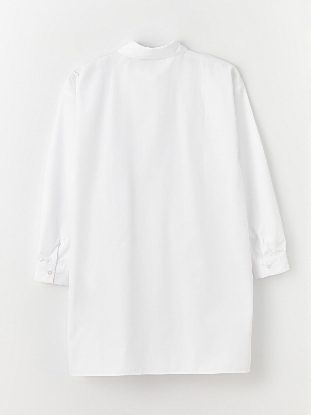Ekru Düz Uzun Kollu Oversize Kadın Gömlek Tunik-6
