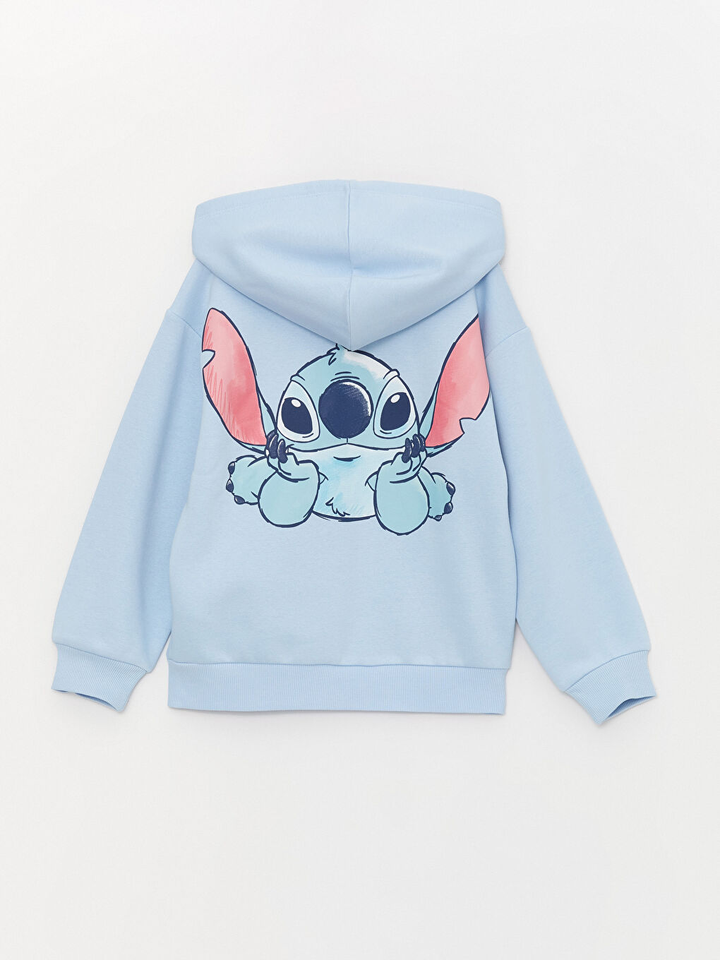 LCW Kids Açık Mavi Kapüşonlu Lilo ve Stitch Baskılı Uzun Kollu Kız Çocuk Fermuarlı Sweatshirt - 2