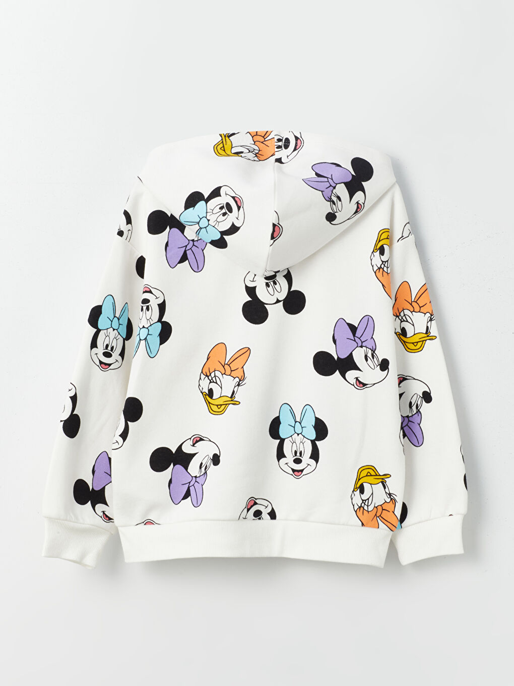 LCW Kids Ekru Kapüşonlu Disney Baskılı Uzun Kollu Kız Çocuk Fermuarlı Sweatshirt - 1