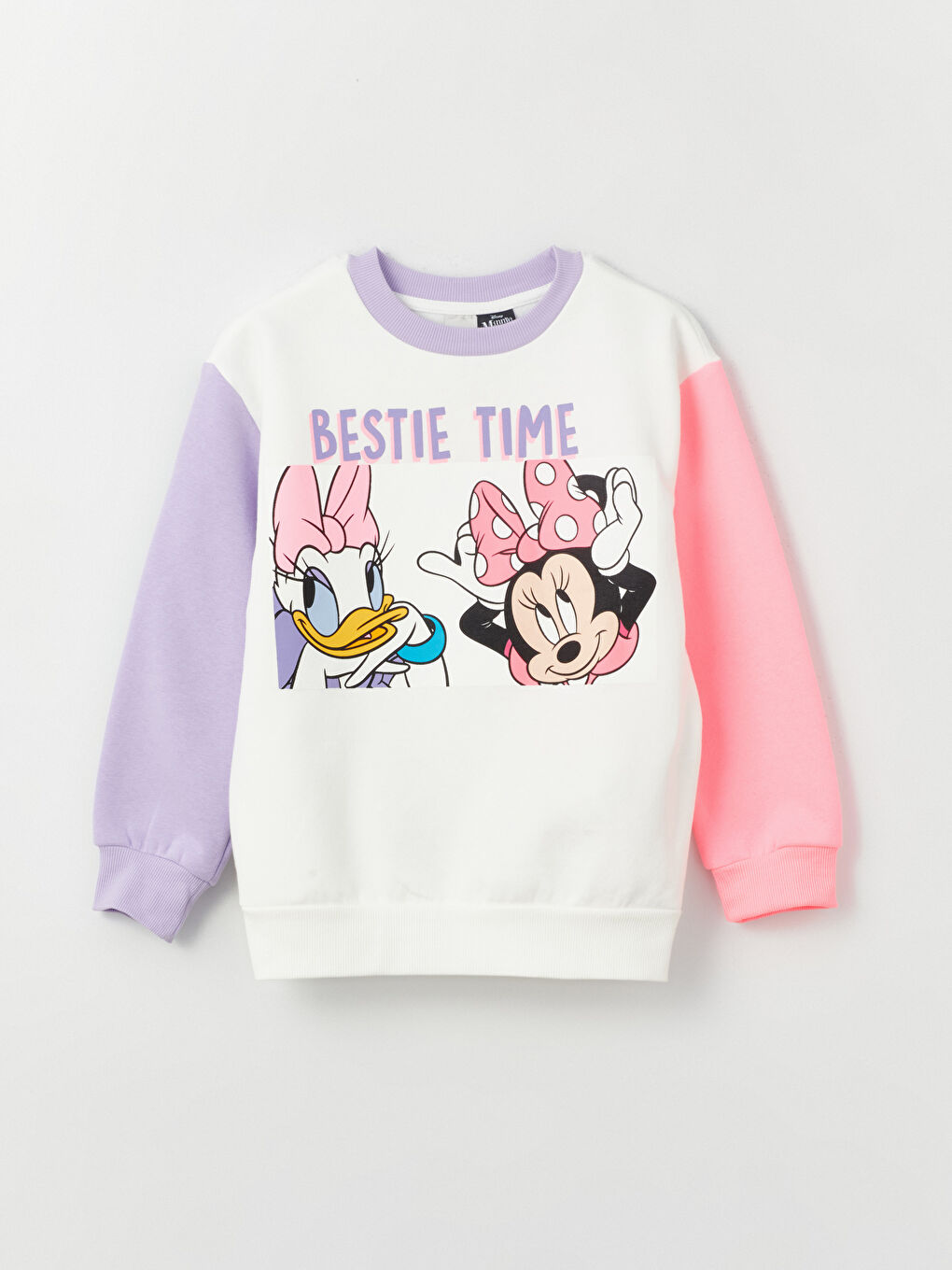 LCW Kids Ekru Bisiklet Yaka Minnie Mouse Baskılı Uzun Kollu Kız Çocuk Sweatshirt - 2