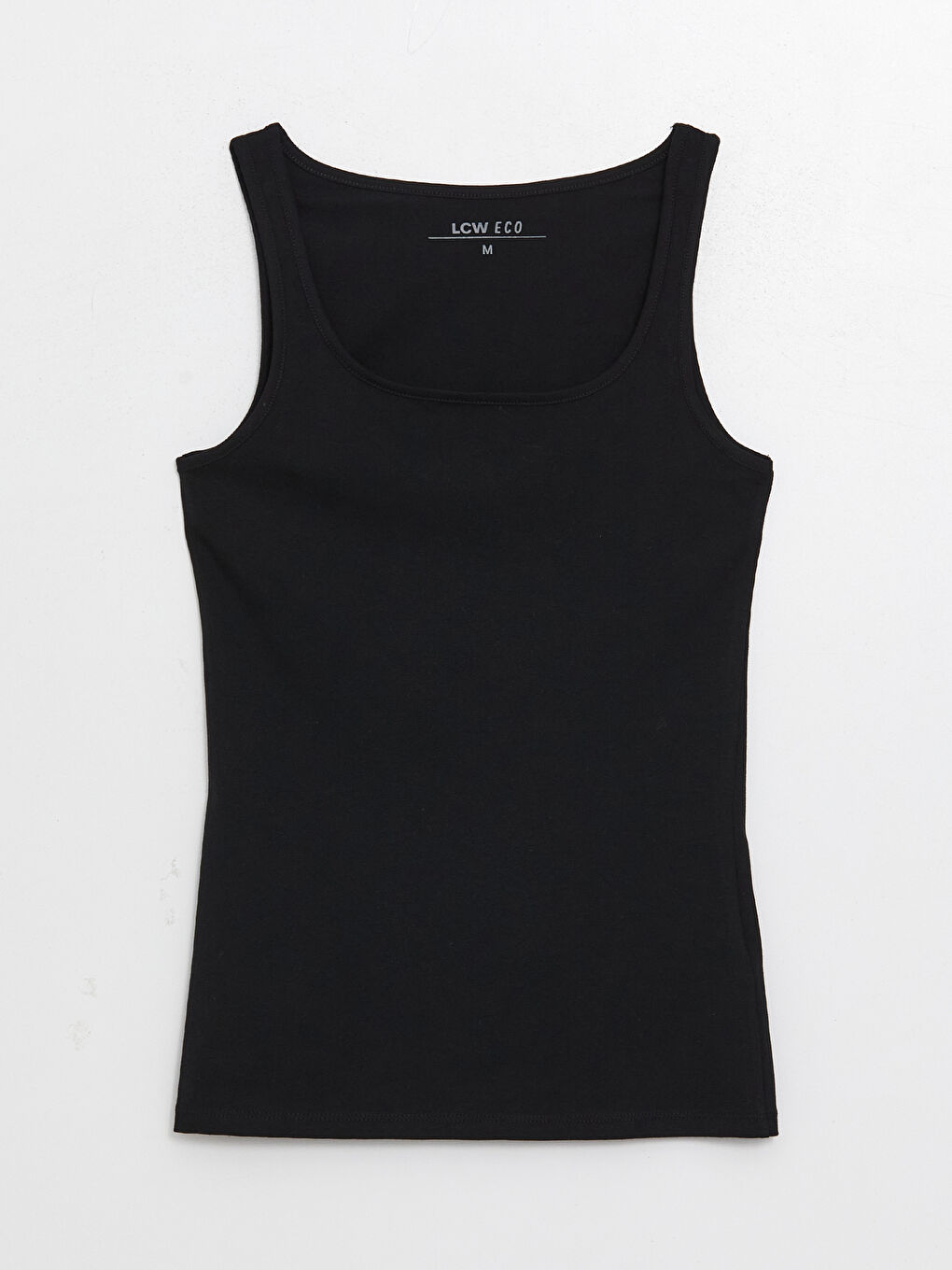 Siyah Kadın U Yaka Düz Atlet-5