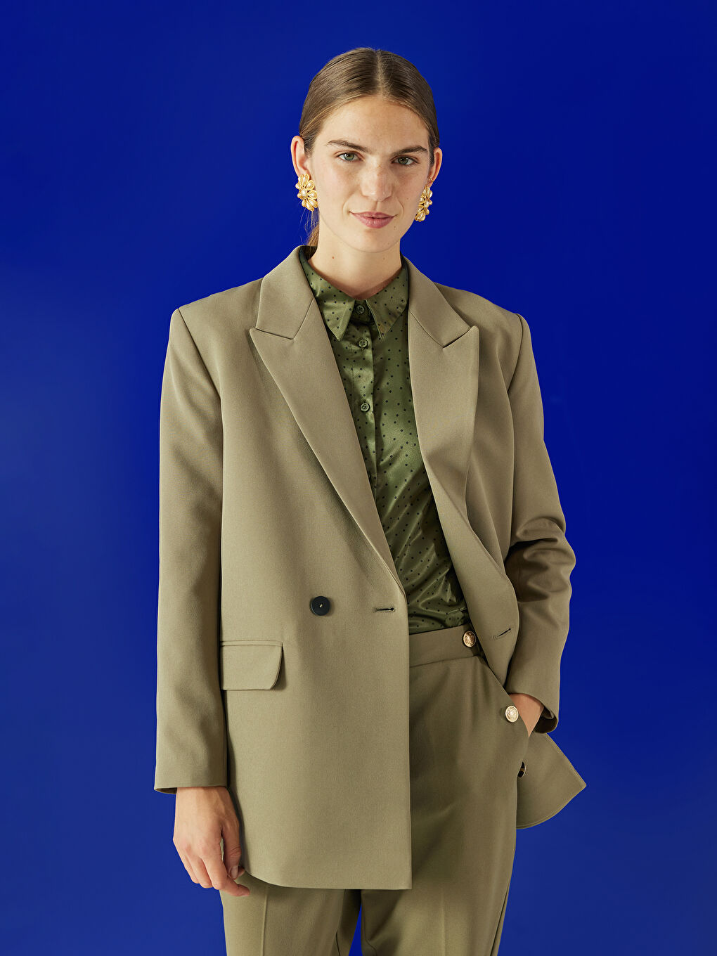 LCW Modest Plain Long Sleeve Women's Blazer Jacket -W3CO86Z8-VDU