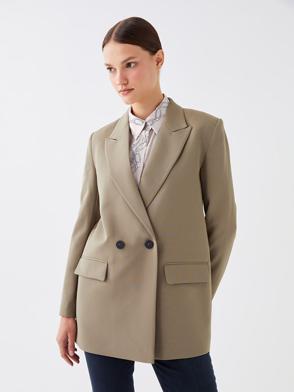 LCW Modest Plain Long Sleeve Women's Blazer Jacket -W3CO86Z8-VDU