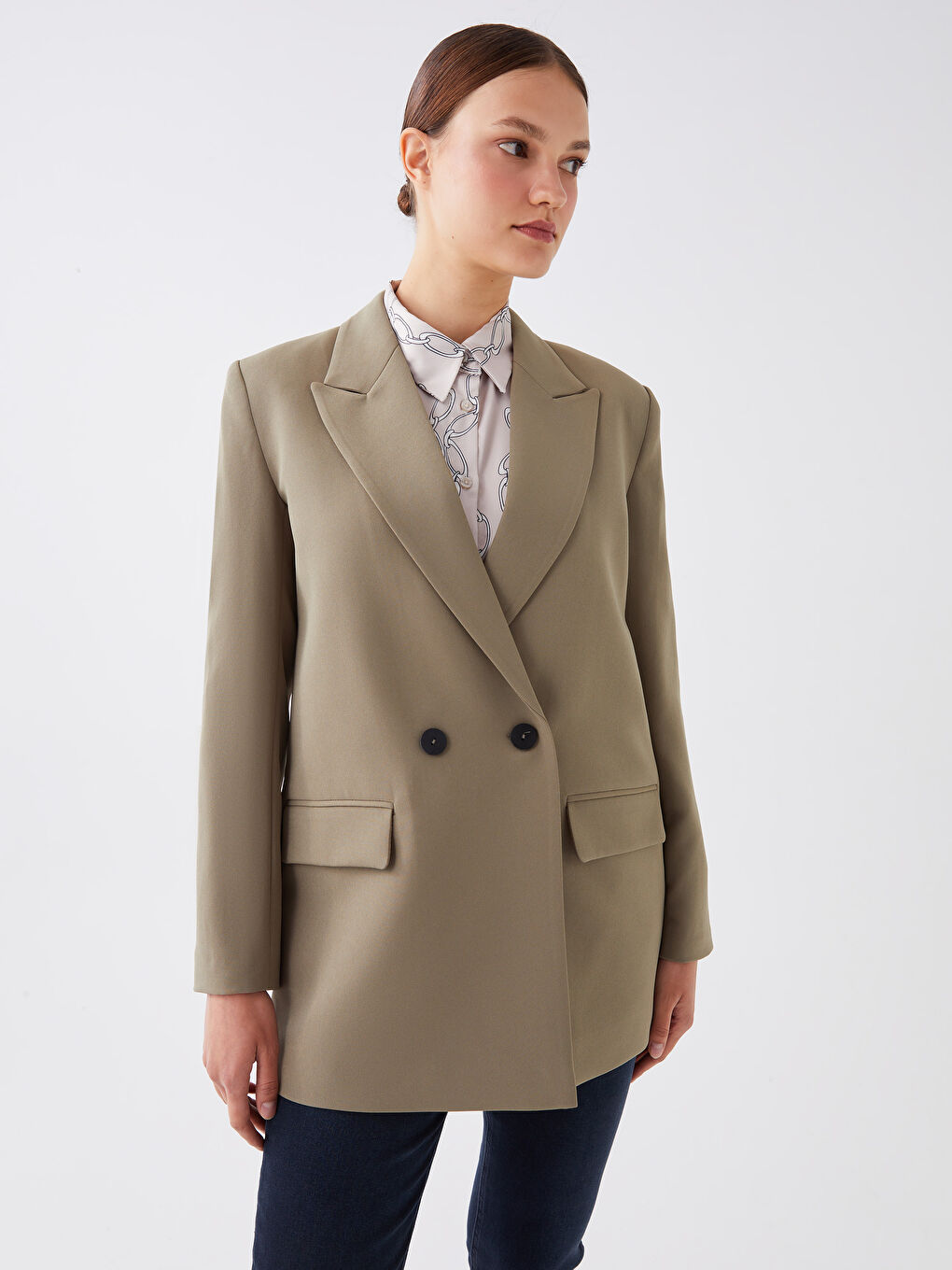LCW Modest Plain Long Sleeve Women's Blazer Jacket -W3CO86Z8-VDU