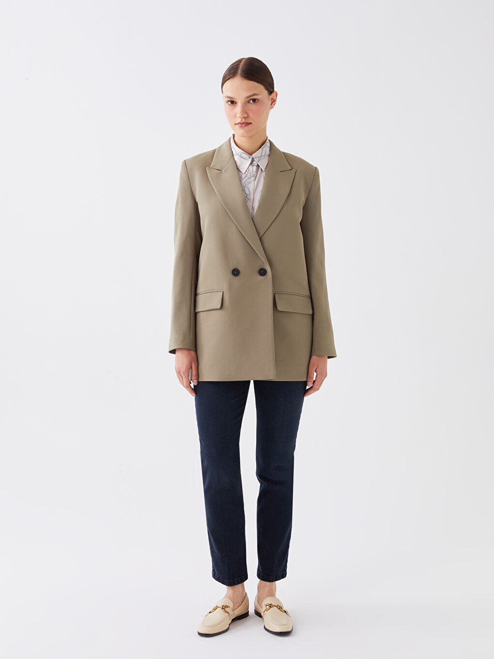 LCW Modest Plain Long Sleeve Women's Blazer Jacket -W3CO86Z8-VDU