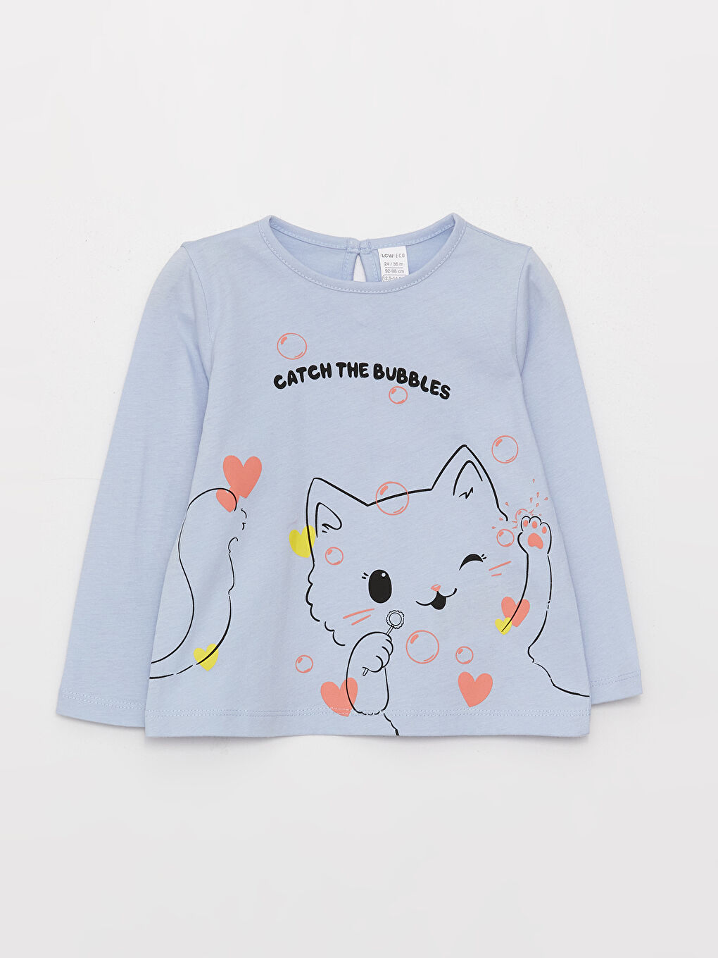 Mavi Bisiklet Yaka Baskılı Kız Bebek Tişört